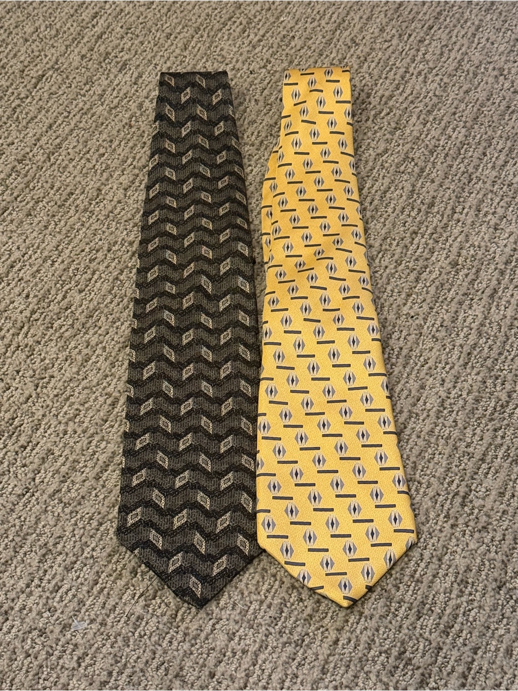 Mens Rbm Yellow Patterned Necktie  GreenGrey Demani NecktieClassic Accessory
